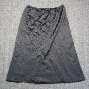 Vtg Vassarette Half Slip Skirt S Black Nylon Lace Trim Back‎ Slit Lingerie 90s
